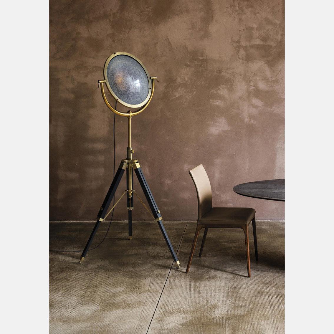 Industrial Cinema Spotlight Floor Lamp, E27, Bronze, Exposed Cage & Pulley