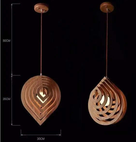 Art Deco Pendant Light Wood Metal E27 IP44 30×35 cm