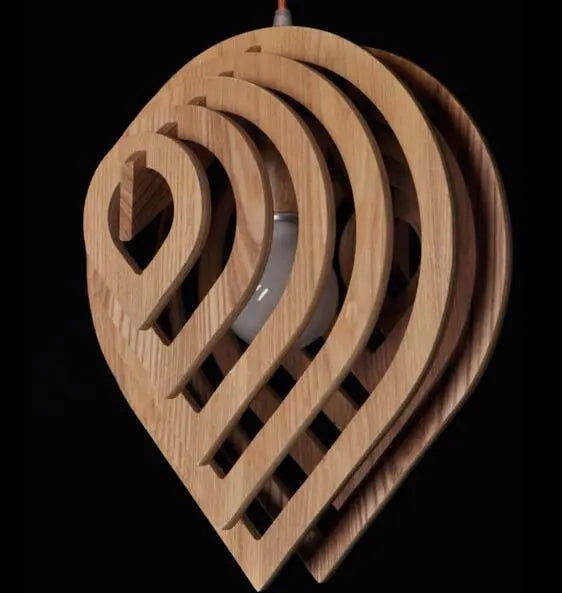 Art Deco Pendant Light Wood Metal E27 IP44 30×35 cm
