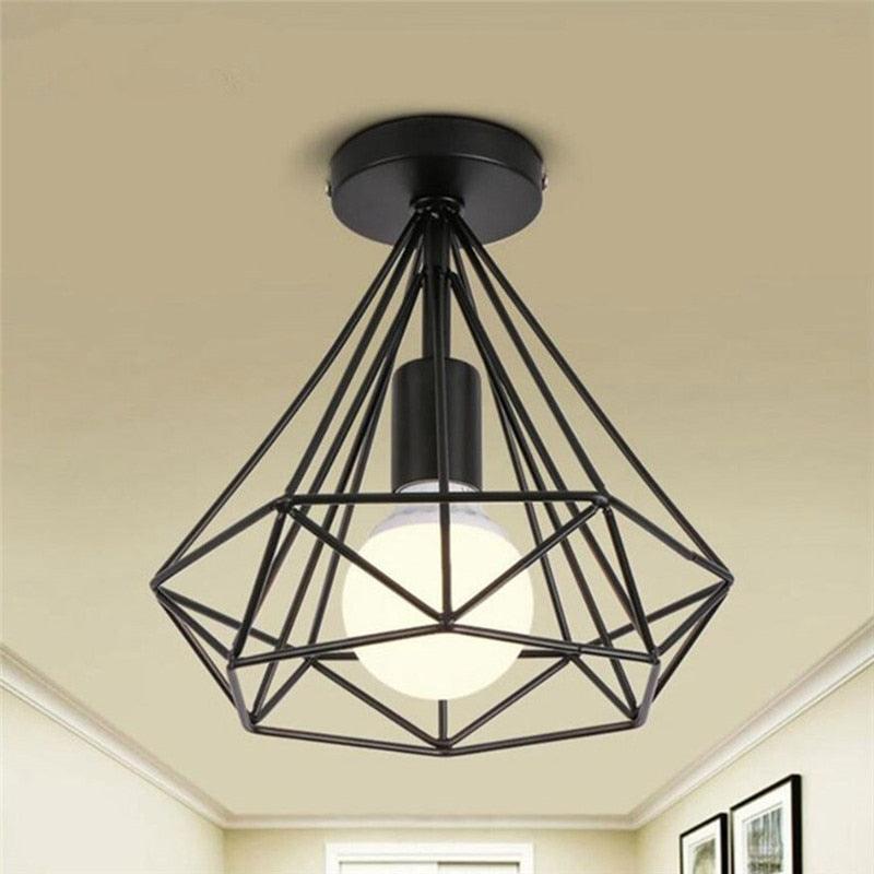 Diamond Ceiling Light Geometric Metal E27 40W Black or White