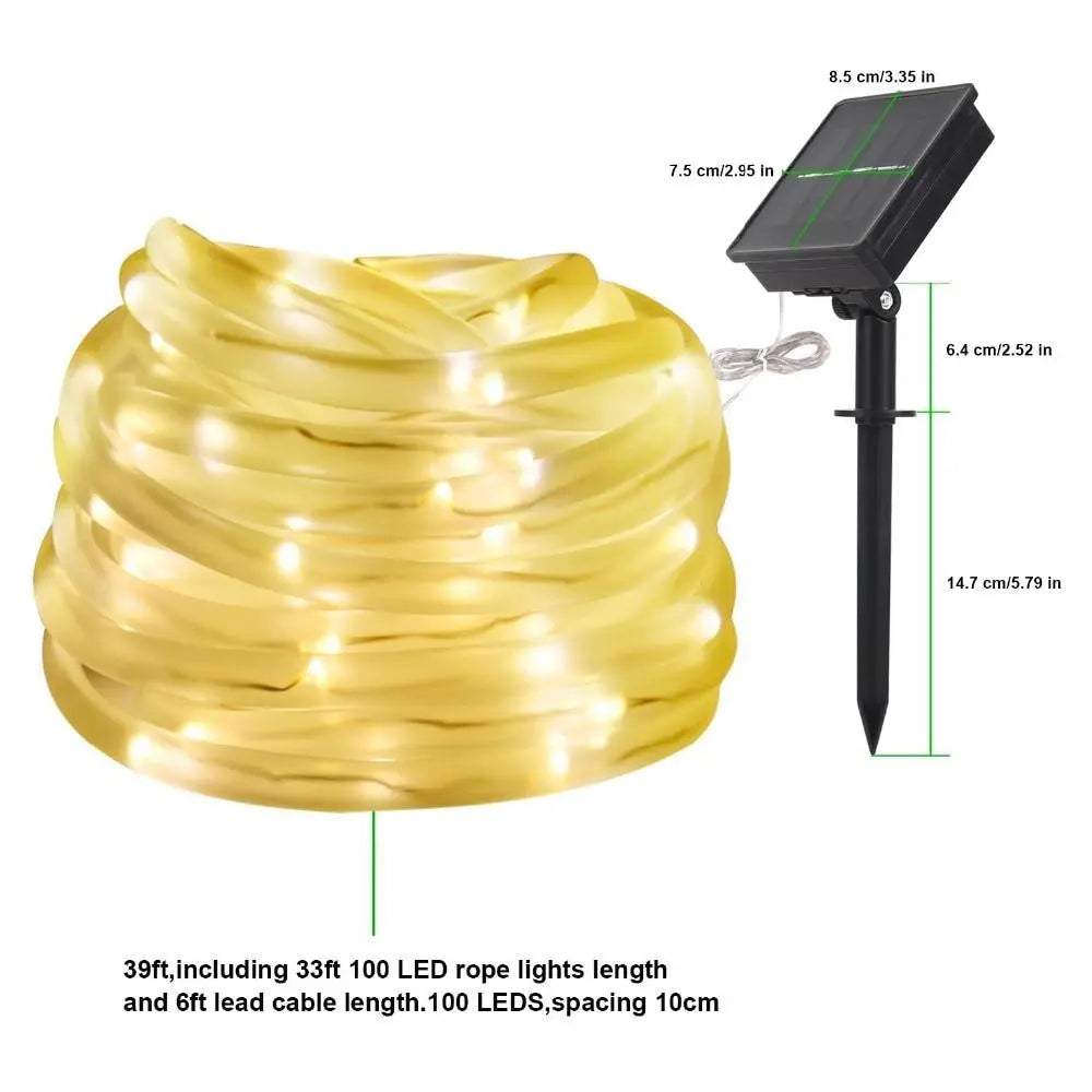 Solar Tube String Lights, IP44, 14h, 5 Colours, 7–22m