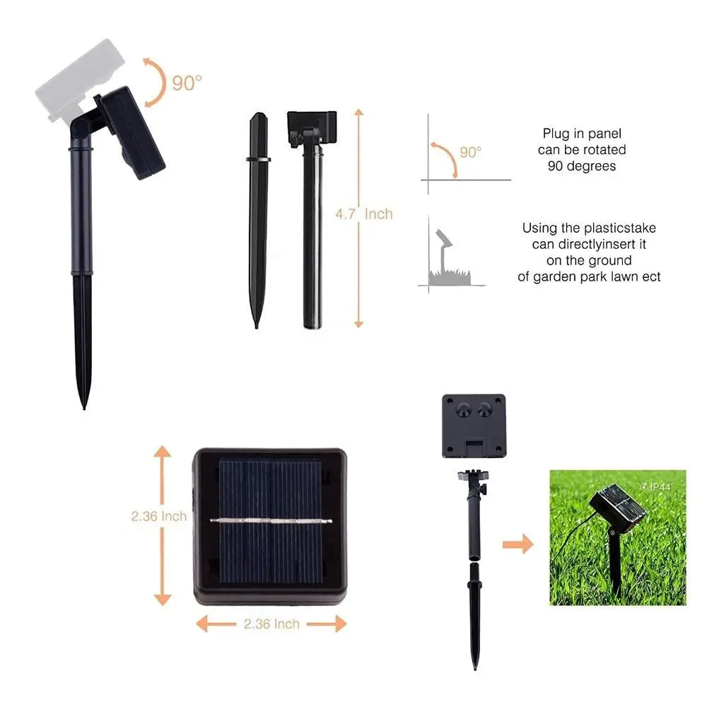 Solar Tube String Lights, IP44, 14h, 5 Colours, 7–22m