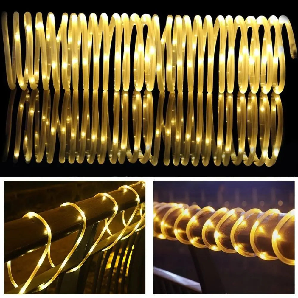 Solar Tube String Lights, IP44, 14h, 5 Colours, 7–22m