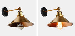 Industrial Brass Wall Light Hand-Finished Metal E27 Max 40W