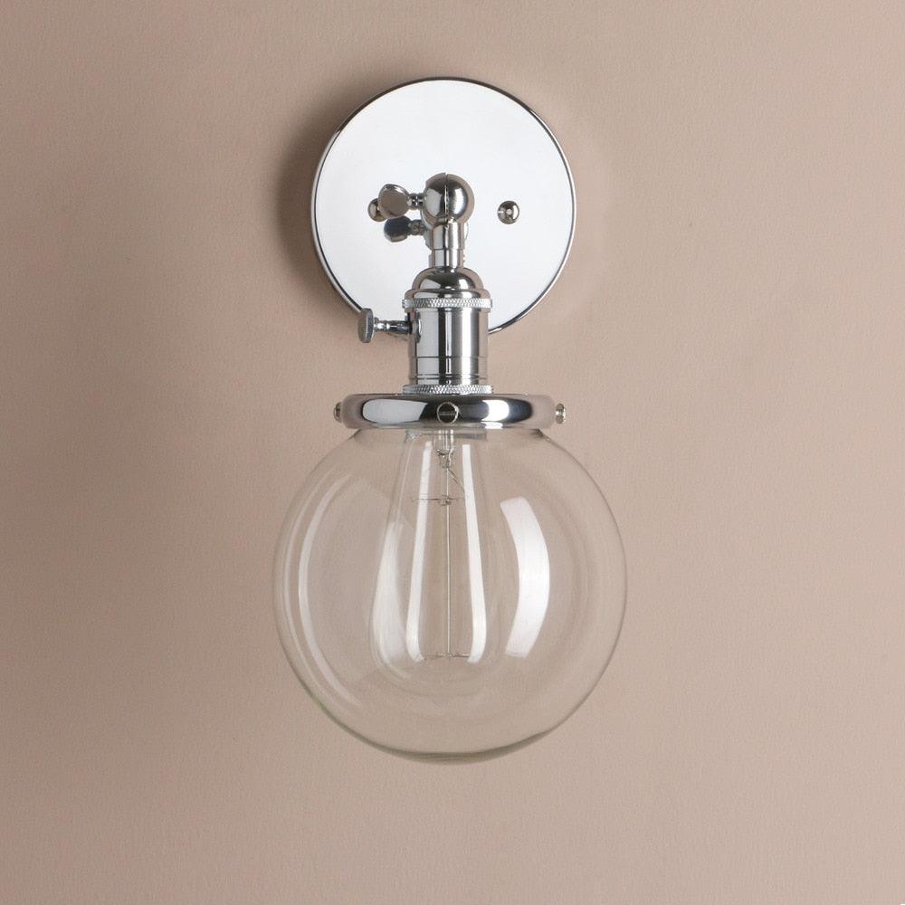 Chrome Wall Light Polished Chrome Glass E27 180° Arm Rotary Switch