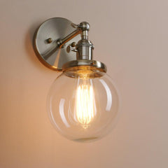 Bronze Wall Light Brushed Bronze Glass E27 180° Arm Rotary Switch