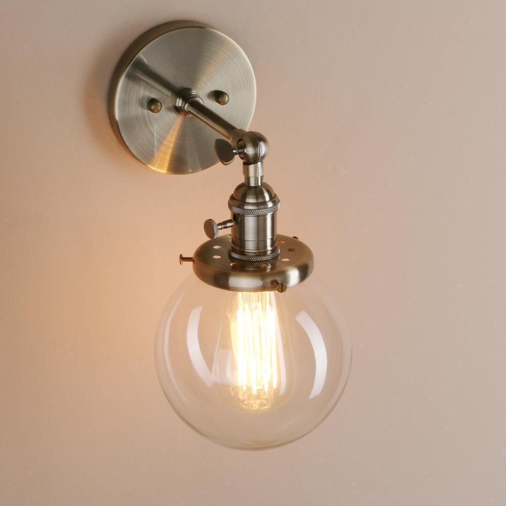 Bronze Wall Light Brushed Bronze Glass E27 180° Arm Rotary Switch