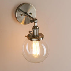 Bronze Wall Light Brushed Bronze Glass E27 180° Arm Rotary Switch