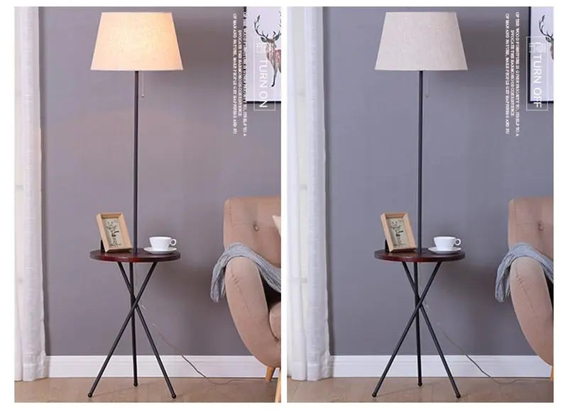 Nordic Side Table Floor Lamp Wood Metal E27 152 cm