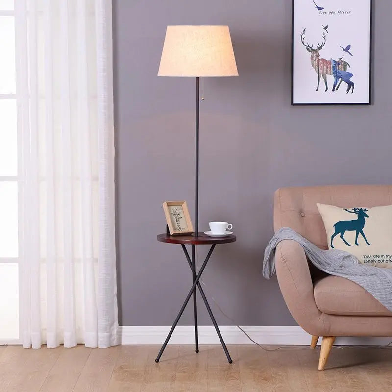 Nordic Side Table Floor Lamp Wood Metal E27 152 cm