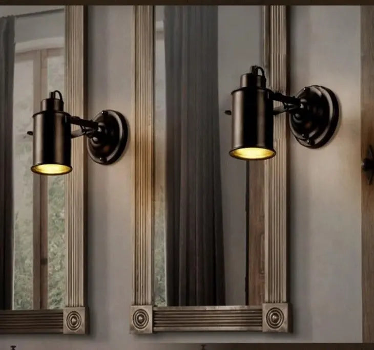 Industrial Adjustable Wall Light Metal E27 — 180° Swivel, Black or White