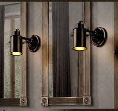 Industrial Adjustable Wall Light Metal E27 — 180° Swivel, Black or White