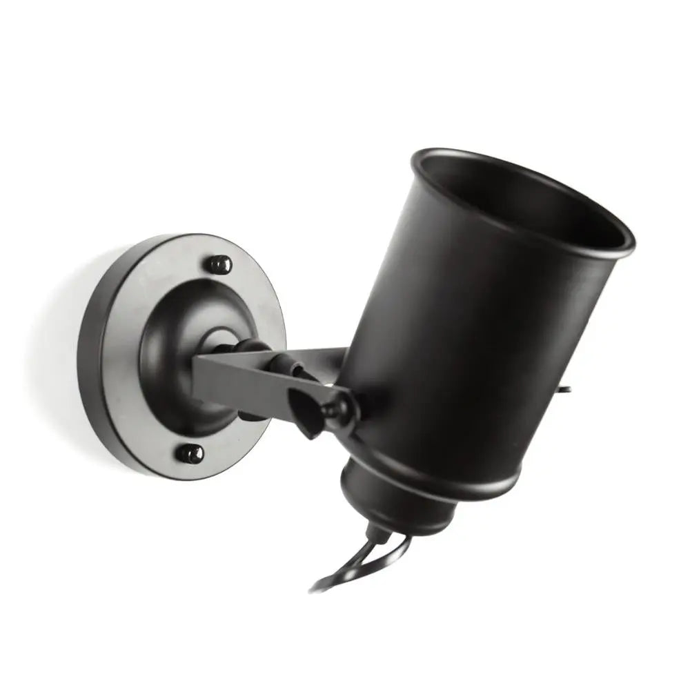 Industrial Adjustable Wall Light Metal E27 — 180° Swivel, Black or White