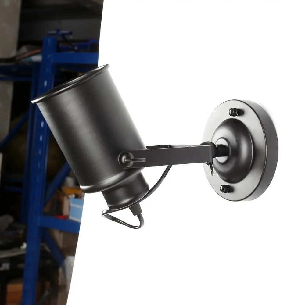 Industrial Adjustable Wall Light Metal E27 — 180° Swivel, Black or White