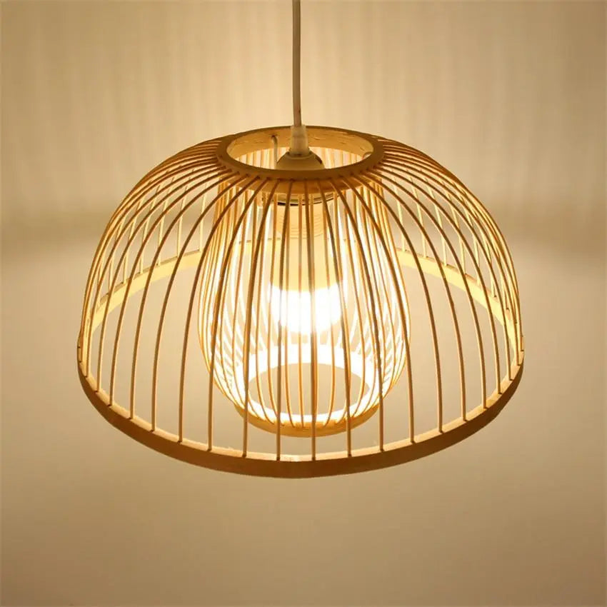 Bamboo Pendant Light E27 Dome Round or Lantern 8 Sizes