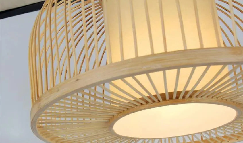 Bamboo Pendant Light E27 Dome Round or Lantern 8 Sizes