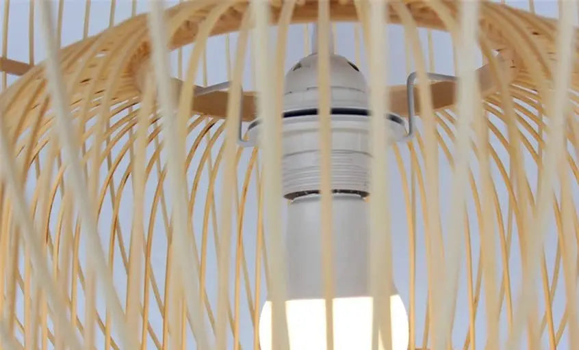 Bamboo Pendant Light E27 Dome Round or Lantern 8 Sizes