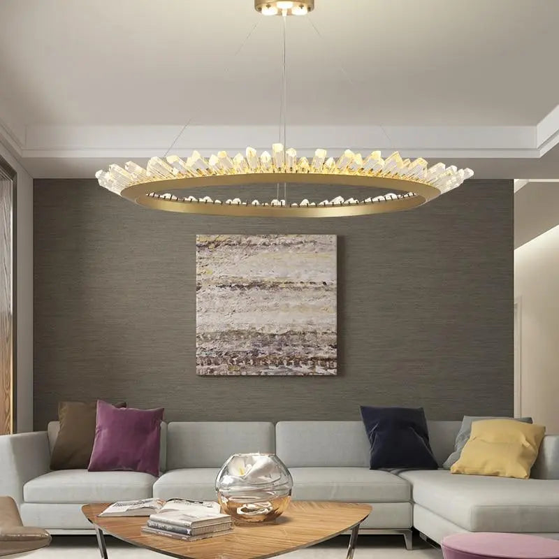 Modern Crystal LED Chandelier Iron Gold Black 60cm 80cm