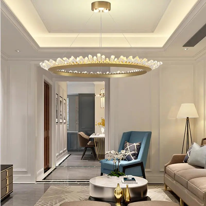 Modern Crystal LED Chandelier Iron Gold Black 60cm 80cm