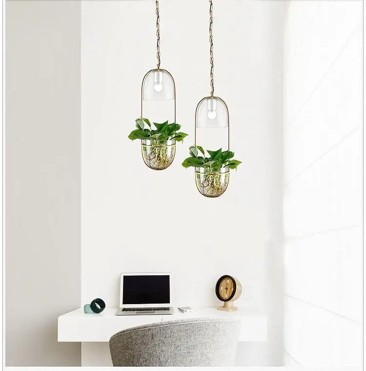 Pendant Light with Planter Iron Glass E27 IP44