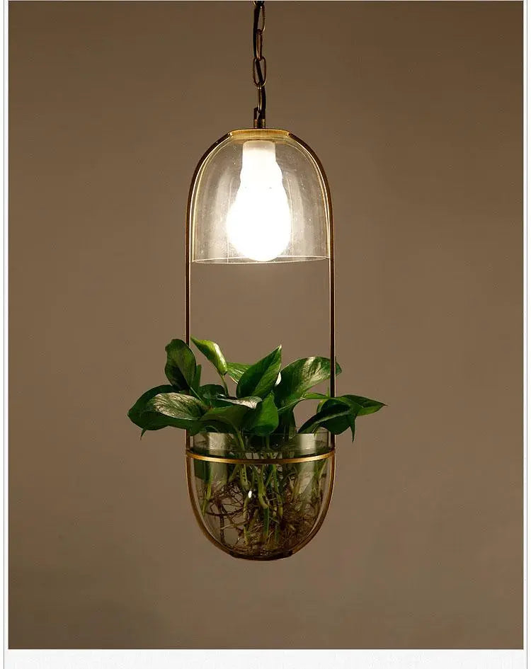 Pendant Light with Planter Iron Glass E27 IP44