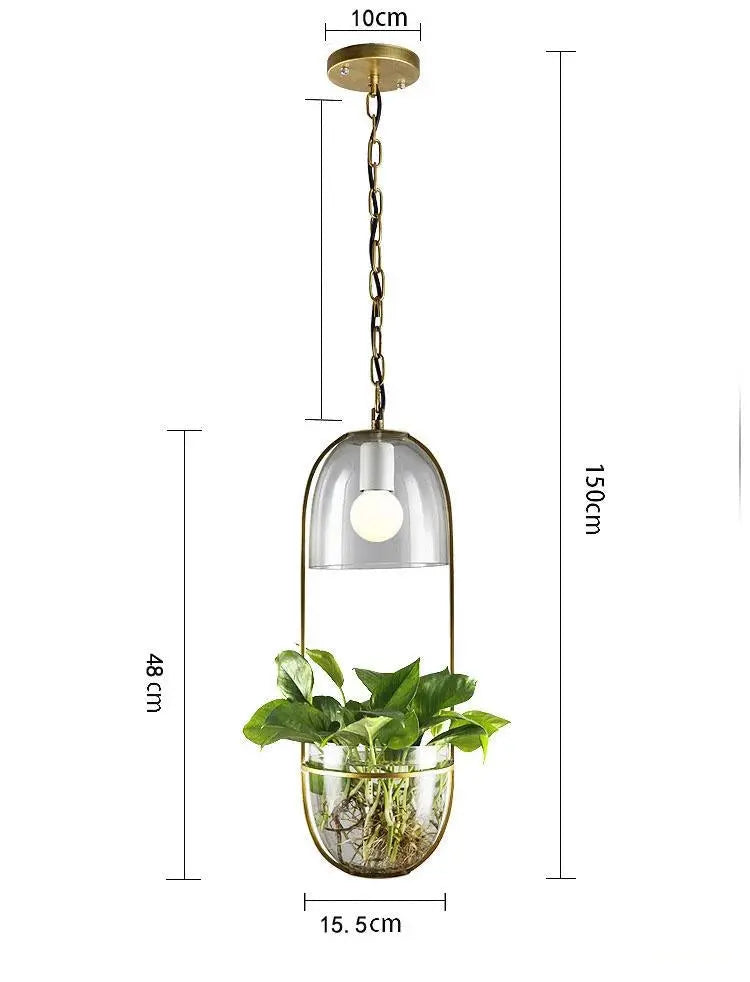 Pendant Light with Planter Iron Glass E27 IP44