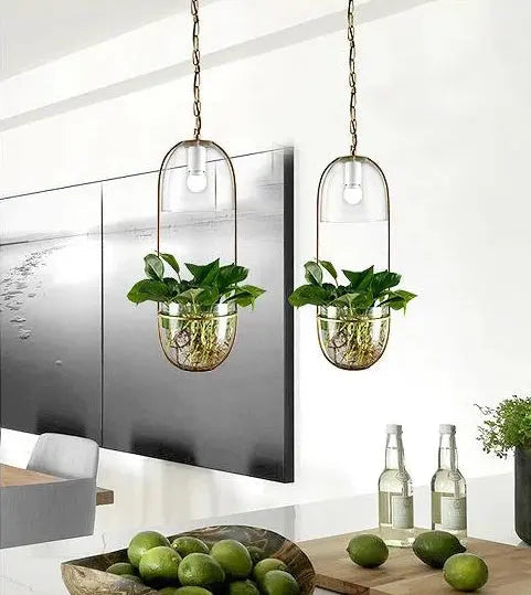 Pendant Light with Planter Iron Glass E27 IP44
