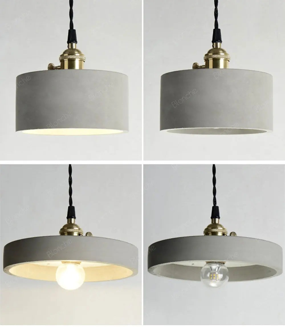 Industrial Cement Pendant Light E27 Black White 4 Shapes