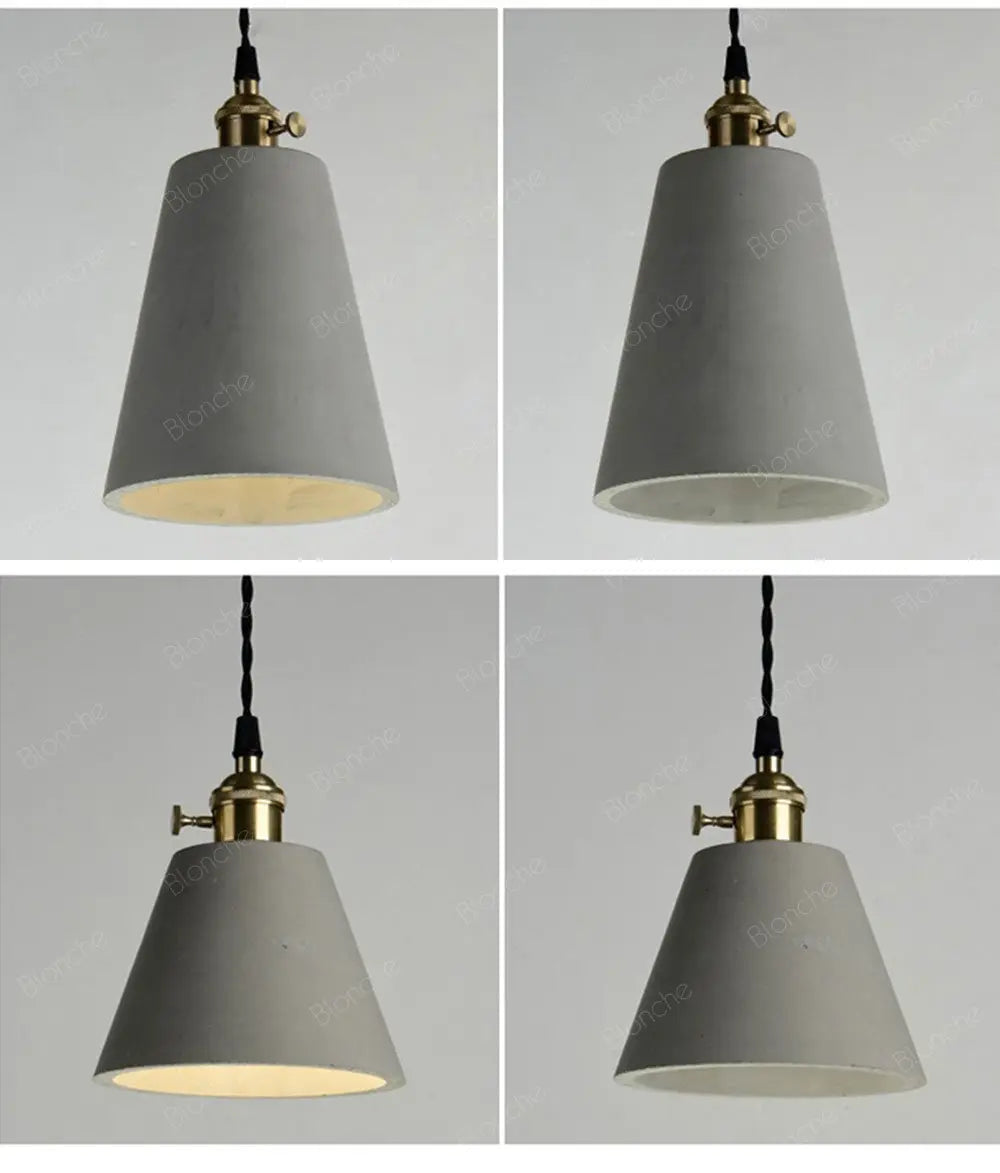 Industrial Cement Pendant Light E27 Black White 4 Shapes