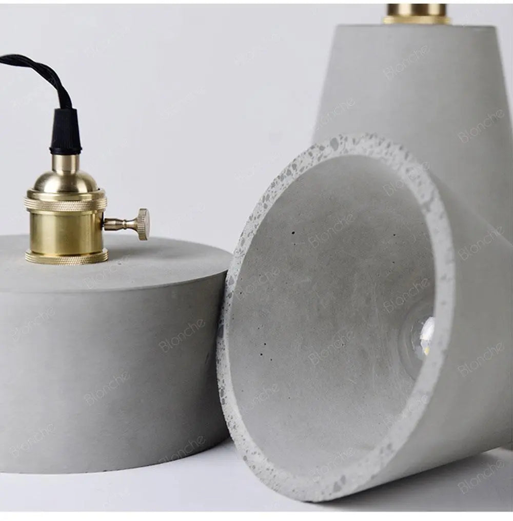 Industrial Cement Pendant Light E27 Black White 4 Shapes