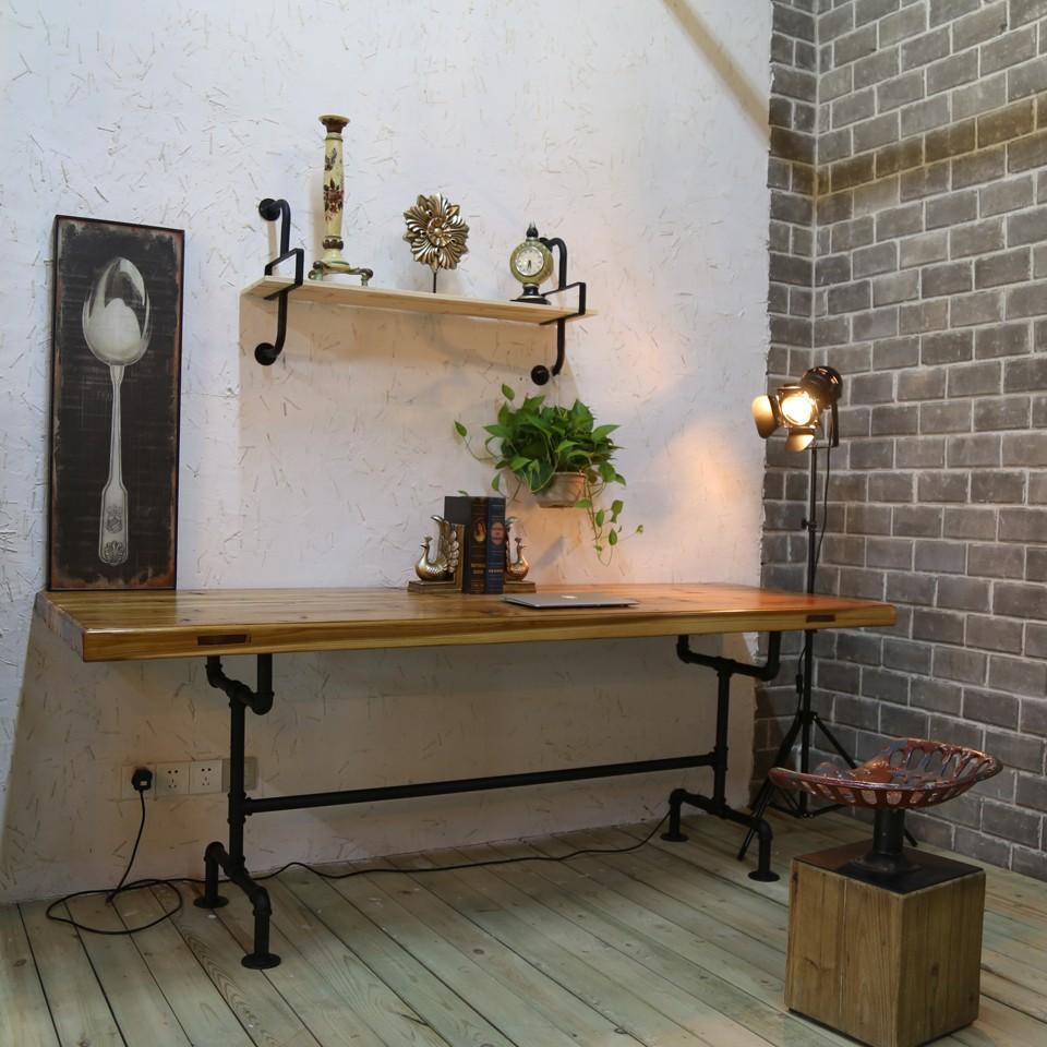 Industrial Cinema Floor Lamp Wood Unfinished Steel E27