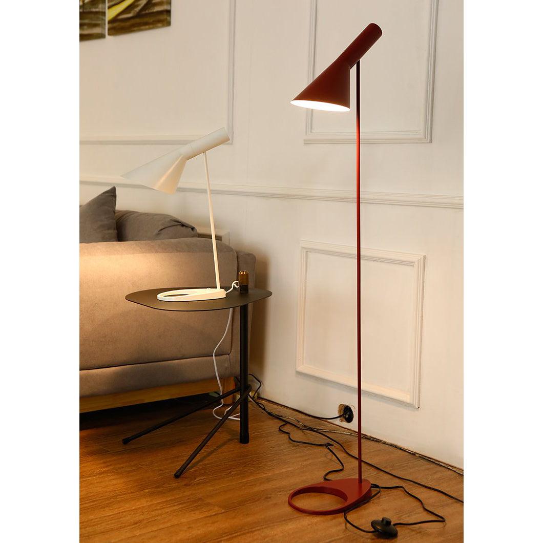 Industrial Design Red Floor Lamp Metal E27 1930s Style