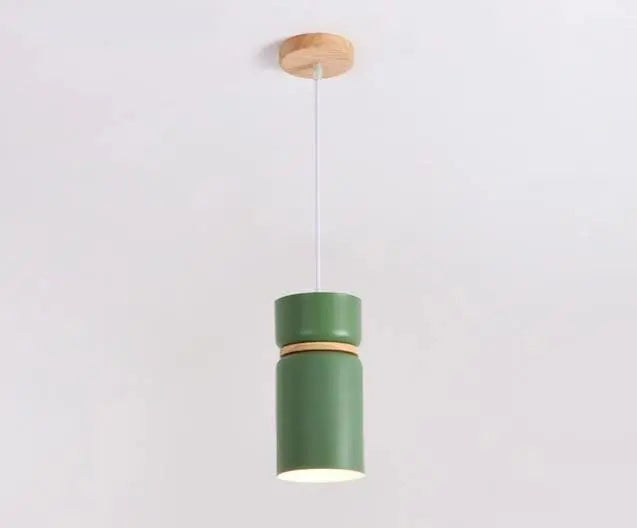 Nordic LED Pendant Light Iron Wood Green Grey White Sets