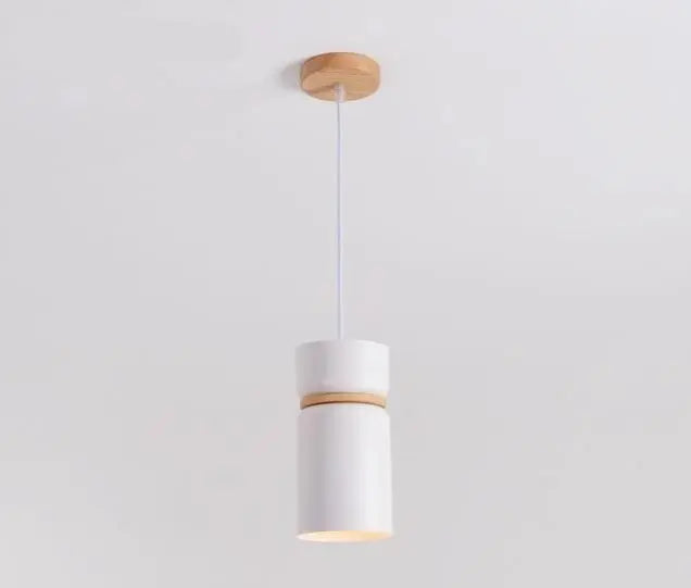 Nordic LED Pendant Light Iron Wood Green Grey White Sets