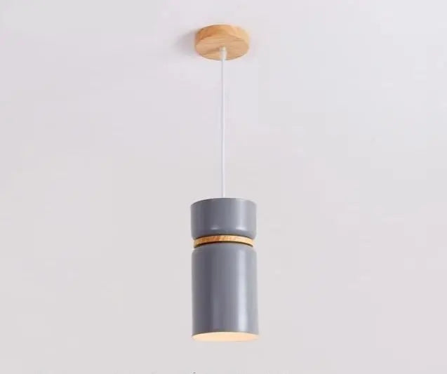 Nordic LED Pendant Light Iron Wood Green Grey White Sets