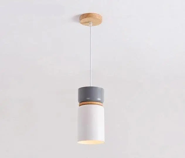 Nordic LED Pendant Light Iron Wood Green Grey White Sets
