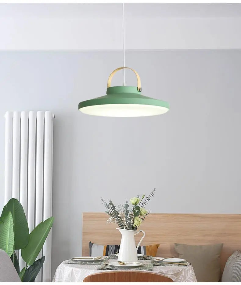 Nordic LED Pendant Light Iron Wood 3 Colours 3 Sizes
