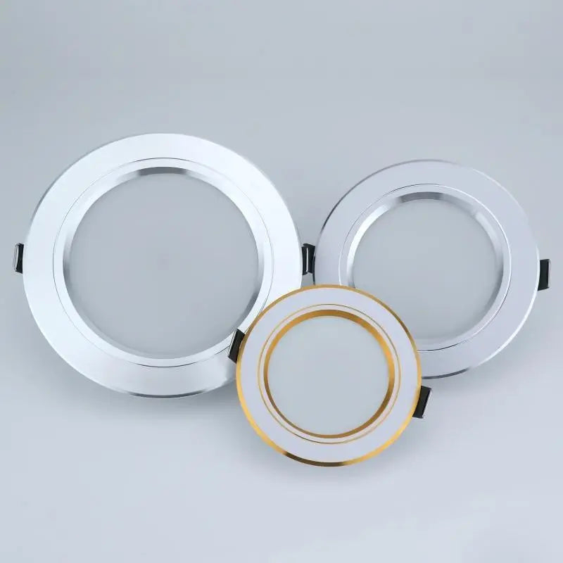 Recessed Round LED Ceiling Light, 5–18W, Gold/White/Silver, Cool & Warm White