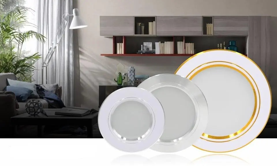 Recessed Round LED Ceiling Light, 5–18W, Gold/White/Silver, Cool & Warm White