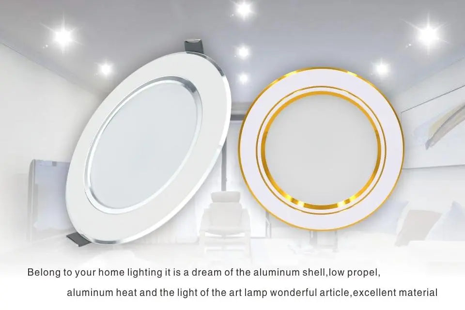 Recessed Round LED Ceiling Light, 5–18W, Gold/White/Silver, Cool & Warm White
