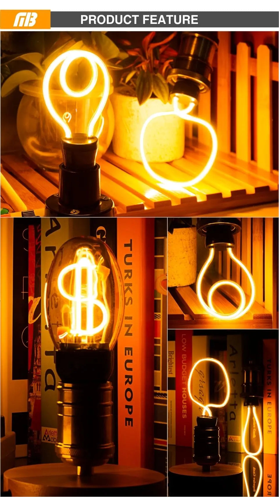 Vintage Filament LED Bulb E27 2300K 13 Models 3–8W
