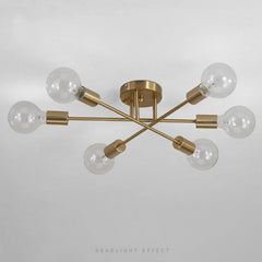 6-Arm Industrial Ceiling Light Gold 6×E27 40W