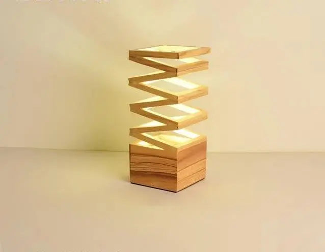 Accordion Table Lamp Wood Metal Integrated LED