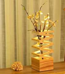 Accordion Table Lamp Wood Metal Integrated LED