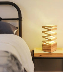 Accordion Table Lamp Wood Metal Integrated LED
