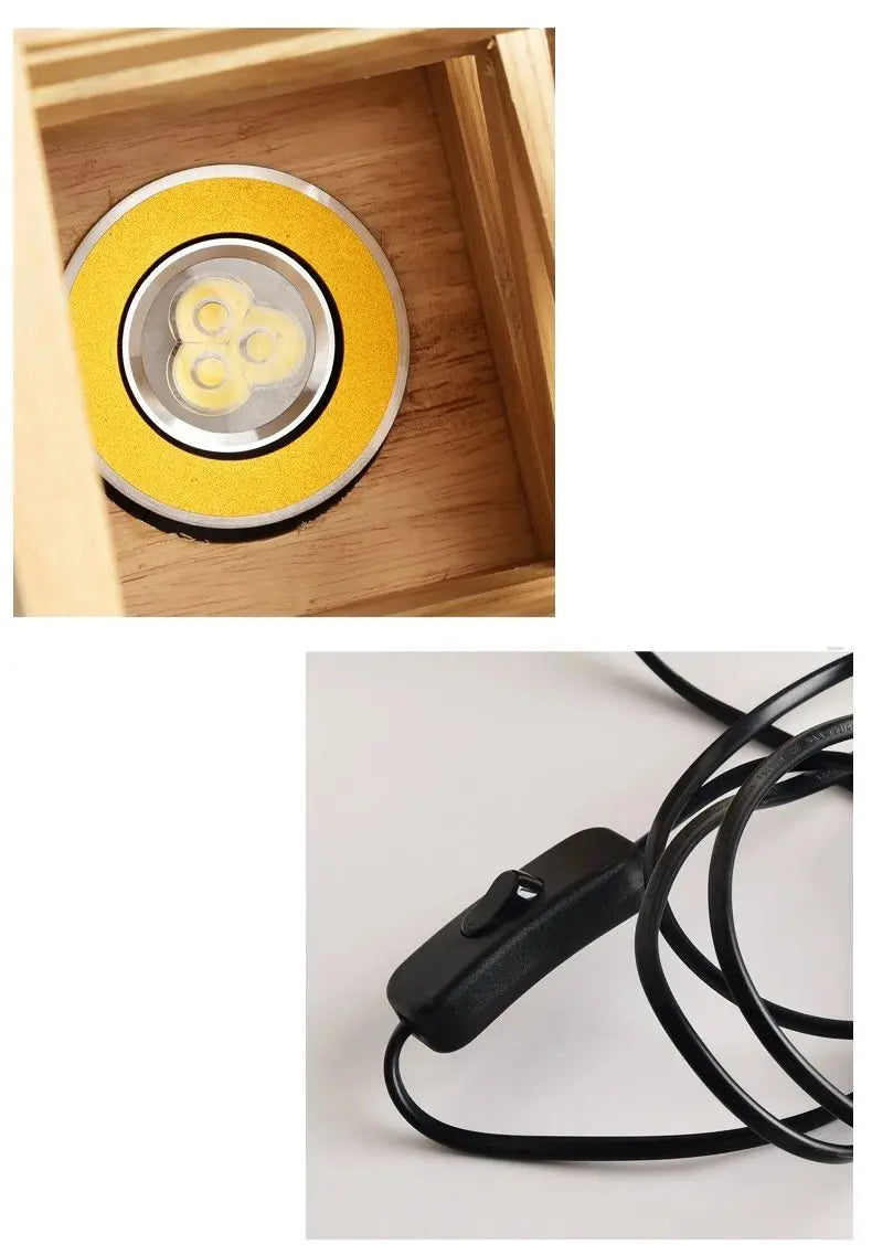 Accordion Table Lamp Wood Metal Integrated LED