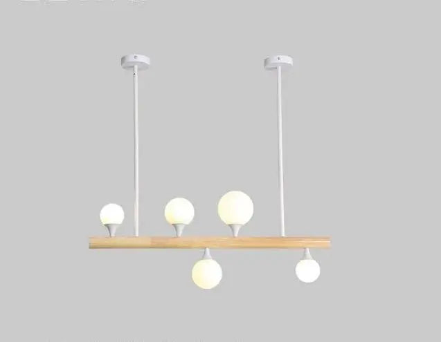 Incandescent Bulb Chandelier Wood Glass E27