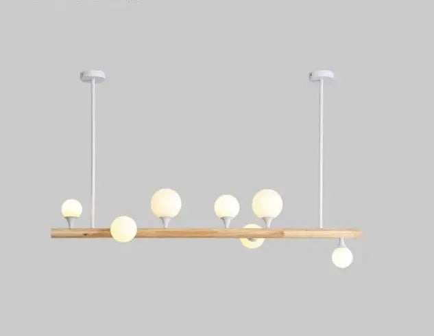 Incandescent Bulb Chandelier Wood Glass E27