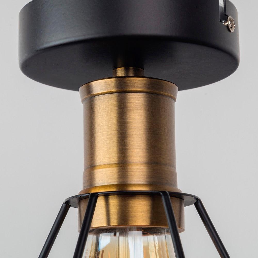 Vintage Cage Ceiling Light Matte Black Brass E27 40W 230V