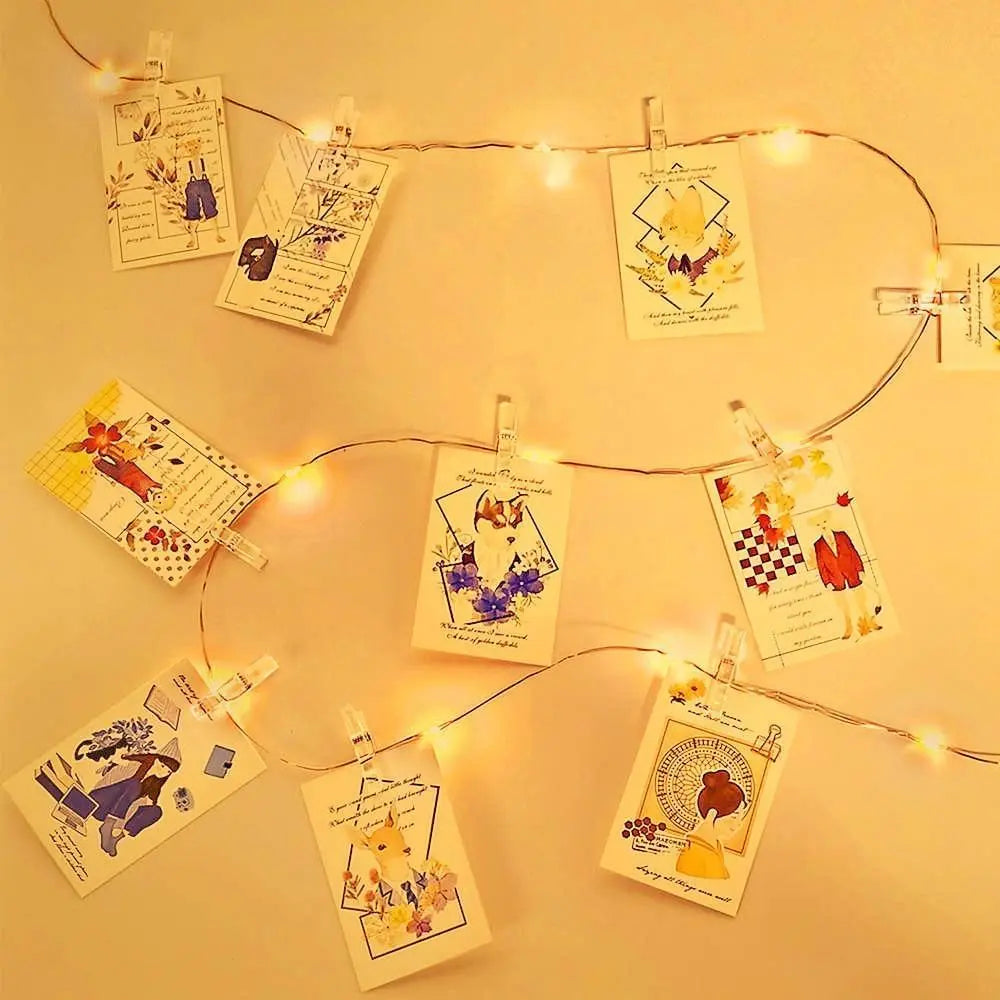 LED Fairy Lights with Photo Clips, Warm White, Battery & USB